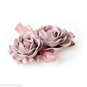Handmade Satin Green Rose Flower Hair Clip for Her